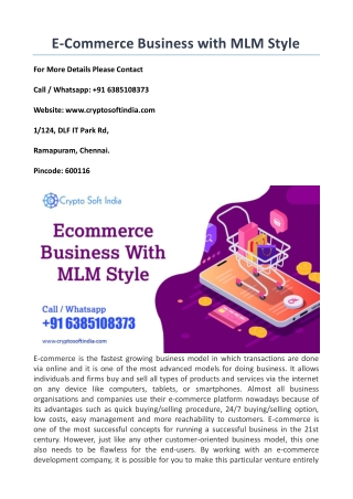 E-Commerce Business with MLM Style