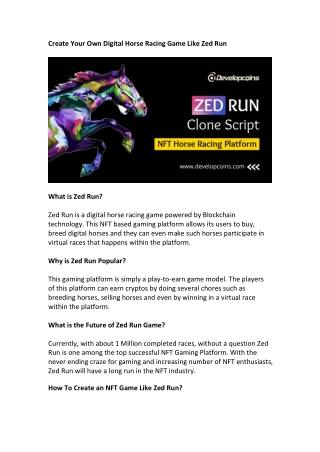 Zed Run Clone Script