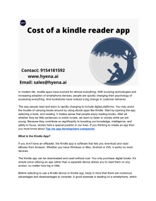 Amazon Kindle App Features & Development Cost