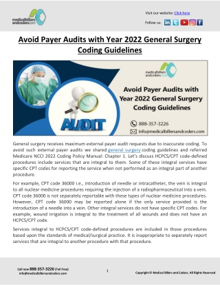 Avoid Payer Audits with Year 2022 General Surgery Coding Guidelines