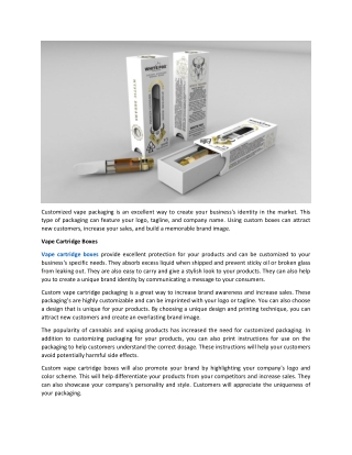 Get Your Business Vape Cartridge Boxes and Stand Out from the Competition!