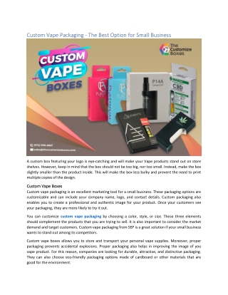 Custom Vape Packaging - The Best Option for Small Business