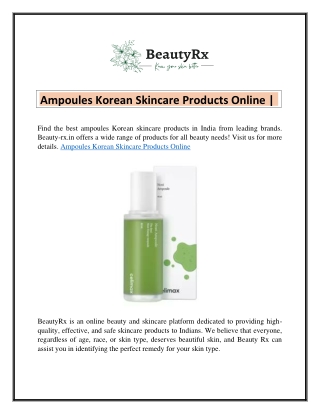 Ampoules Korean Skincare Products Online  Beauty-rx.in