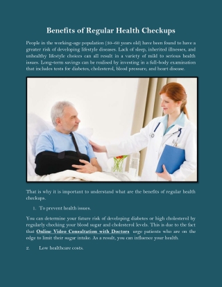 Benefits of Regular Health Checkups