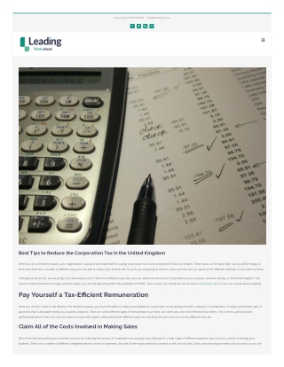 Best Tips to Reduce the Corporation Tax in the United Kingdom