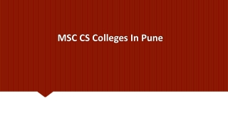 MSC CS Colleges In Pune