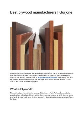 Best plywood manufacturers _ Gurjone