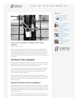 Total Cost to Liquidate a Company in the United Kingdom