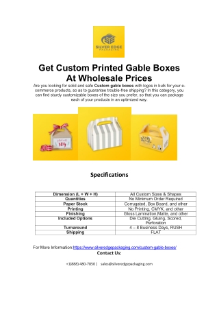 Get Custom Printed Gable Boxes At Wholesale Prices