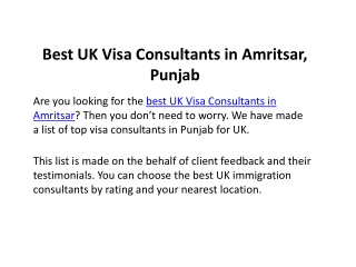 Best UK Visa Consultants in Amritsar, Punjab