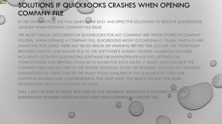 QuickBooks Crashes When Opening Company File Verify solutions