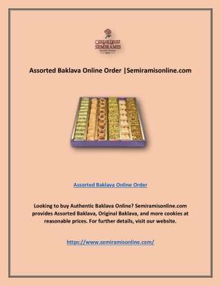 Assorted Baklava Online Order |Semiramisonline.com