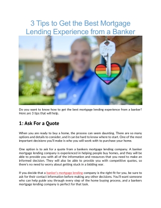 Bankers mortgage lending