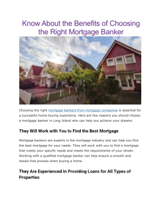 Mortgage bankers mortgage companies