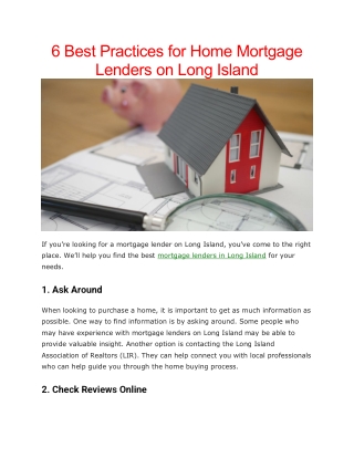 Mortgage lenders long island