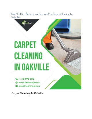 Easy To Hire Professional Services For Carpet Cleaning In Oakville