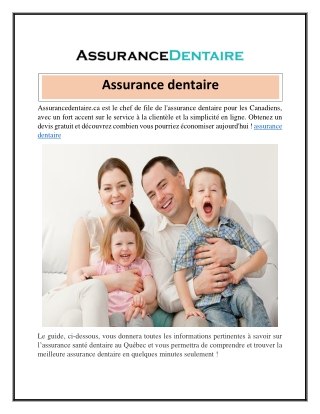 Assurance dentaire  Assurancedentaire.ca