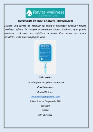 Tratamiento de cóctel de Myers  Revitapr