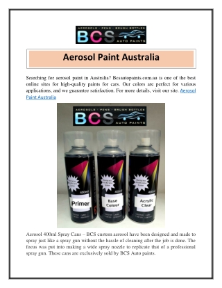 Aerosol Paint Australia  Bcsautopaints.com