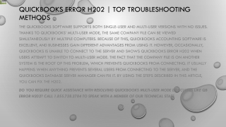 An easy troubleshooting guide for QuickBooks error H202