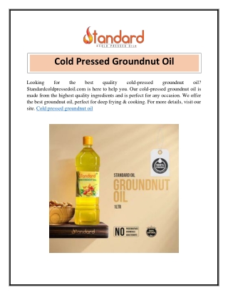 Cold Pressed Groundnut Oil  Standardcoldpressedoil