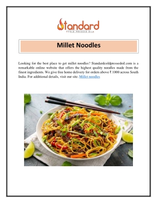 Millet Noodles  Standardcoldpressedoil