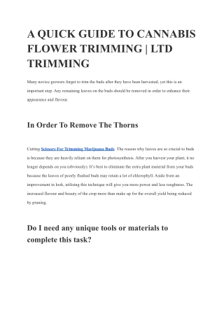 A QUICK GUIDE TO CANNABIS FLOWER TRIMMING | LTD TRIMMING