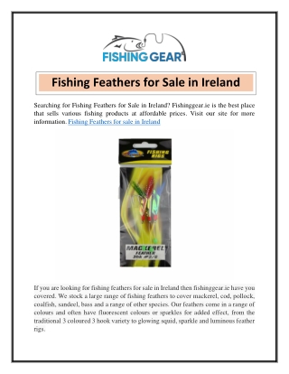 Fishing Feathers for Sale in Ireland  Fishinggear.ie