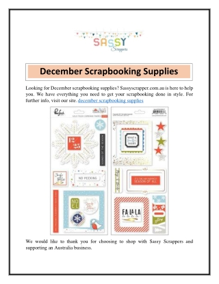 December Scrapbooking Supplies  Sassyscrapper