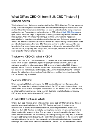What Differs CBD Oil from Bulk CBD Tincture? | Macon Acres