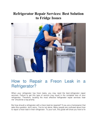 Refrigerator Repair Services: Best Solution to Fridge Issues
