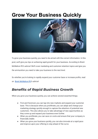 Grow Your Business Quickly