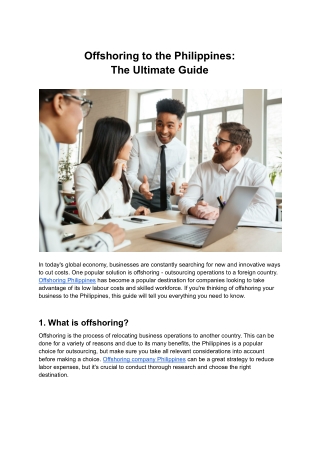 Offshoring to the Philippines: The Ultimate Guide