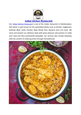 5% off - Indian Kitchen Restaurant Menu Rockhampton, QLD