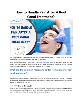 How to Handle Pain After A Root Canal Treatment?