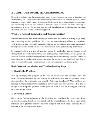 A GUIDE TO NETWORK TROUBLESHOOTING