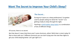 The Secrets to Improve Your Child’s Sleep?