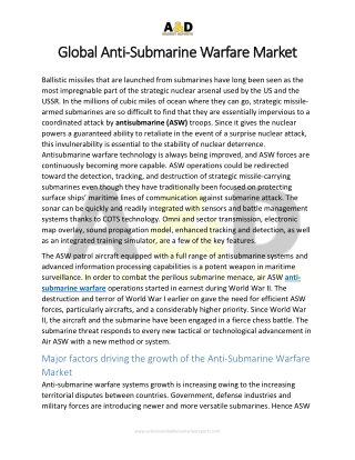 Antisubmarine Warfare Systems | Aviation And Defense Market Reports