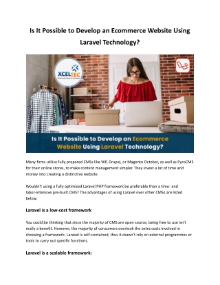 Is It Possible to Develop an Ecommerce Website Using Laravel Technology