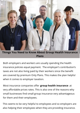Things You Need to Know About Group Health Insurance plans