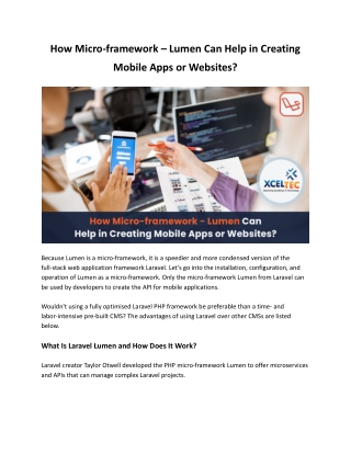 How Micro-framework – Lumen Can Help in Creating Mobile Apps or Websites