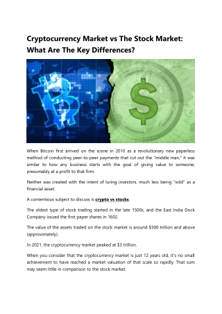 Cryptocurrency Market vs The Stock Market