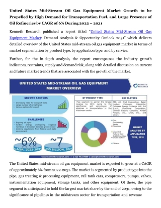 United States Mid Stream Oil Gas Equipment Market Press Release