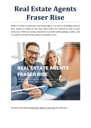 Real Estate Agents Fraser Rise