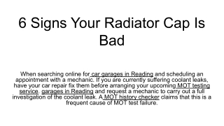 6 Signs Your Radiator Cap Is Bad