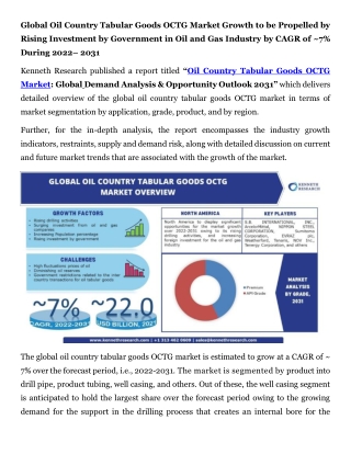 Global Oil Country Tabular Goods OCTG Market PR