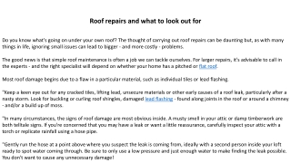 Roof repairs and what to look out for