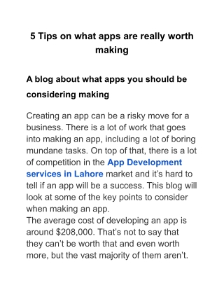 5 Tips on what apps are really worth making