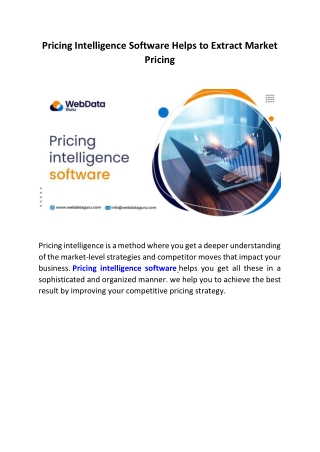 Pricing Intelligence Software Helps to Extract Market Pricing