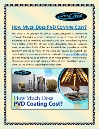 How Much Does PVD Coating Cost